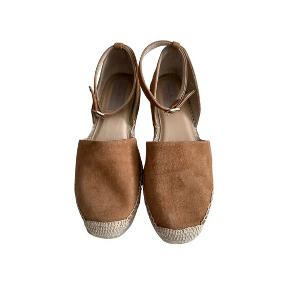 MICHELE LOPRIORE Tan Suede Espadrille Ankle Strap Flats Size 38 - Picture 2 of 10